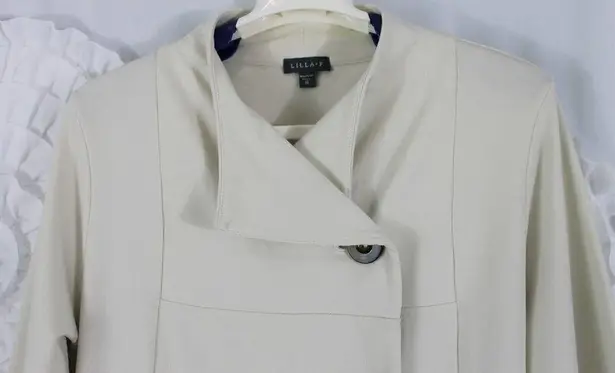 LILLA P Asymmetric Cotton Jacket Coat Ivory Pleated Back Soft Jersey Size Medium