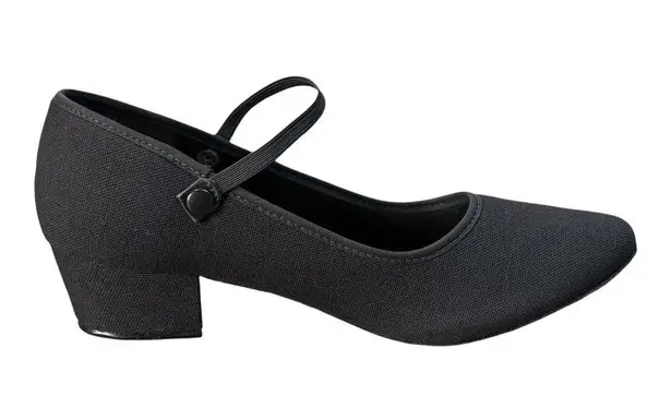 So Danca Ballroom Dance Shoes 1.5 Heel Latin Canvas Black Elastic Strap Size 8.5