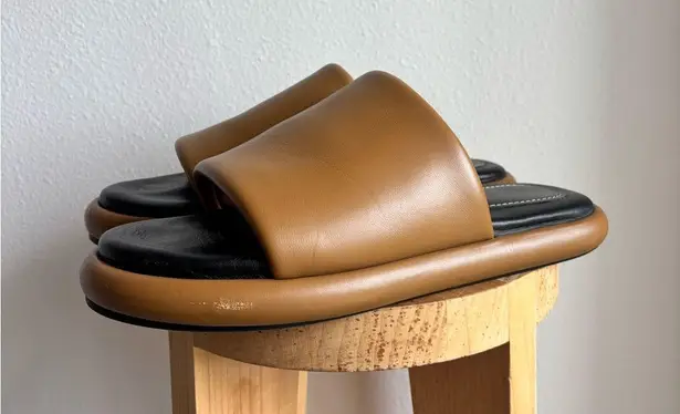 Proenza Schouler 20mm Pipe Padded Slide Sandal - Brown Leather Sz 39