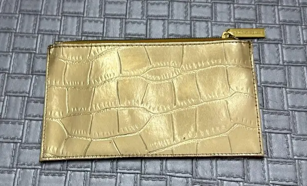 Estée Lauder Estee Lauder Gold Croc Embossed Faux Leather Zipper Pouch Cosmetic Bag