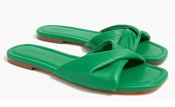 J.Crew Twisted Slide Sandal Size 7 Deep Dark Green Elegant Feminine Y2K Coquette