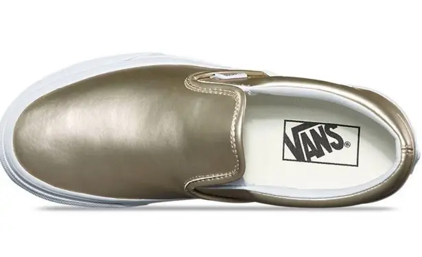 Vans  classic slip on muted metallic gold/true white womans 9.5 men’s 8 NWT