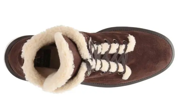 Aquatalia • Lynne waterproof suede bootie faux fur trim ankle boot lace up