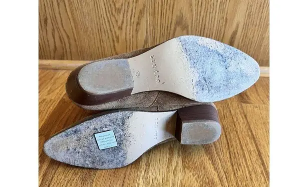 Sandro Leather Suede ankle boots Brown with elastic Size 36 Round Toe Block Heel