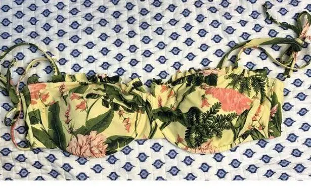 Agua Bendita NWT Yellow Pink Floral Peony Print Underwire Padded Bikini Top 20