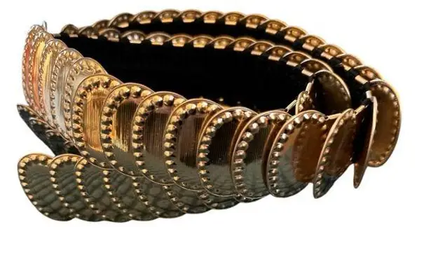 Gold Metallic Mermaid Stretch Elastic Holiday Dressy Belt Measures 28