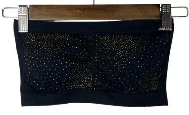 Boutique  Black & Gold Rhinestone Strapless Seamless Bandeau S