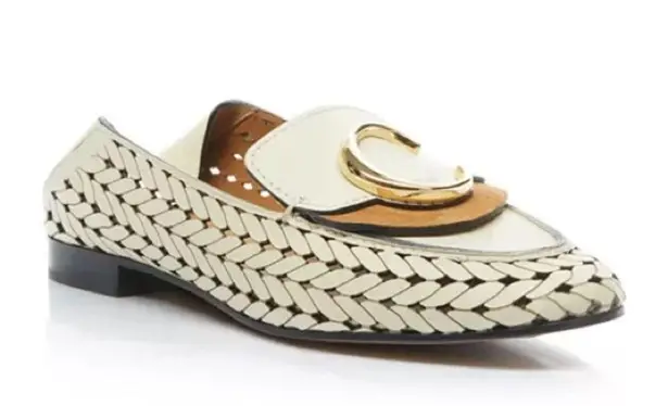 Chloé NEW NIB Chloe C Lasered Woven Leather Loafers In White