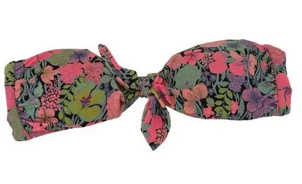 Victoria's Secret  Neon Floral Tropical Strapless Tie Bikini Top Size Large