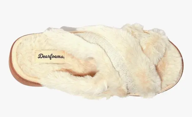 Dearfoams Astrid Crossband Slides Creme Brulee size XL