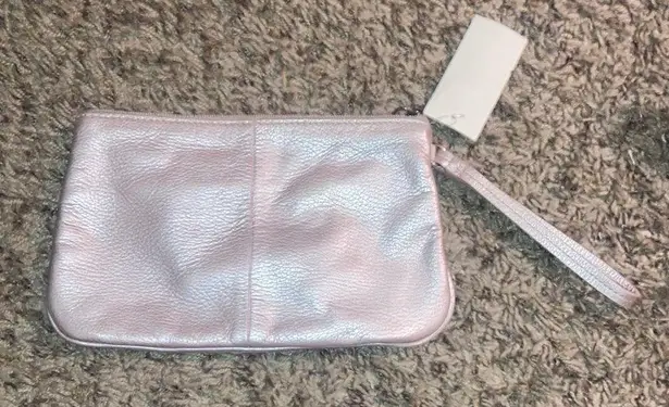 Arden B Light Pink Pearlized . Leather Wristlet