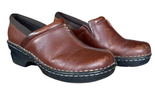 EastLand Kelsey slip on clog in brown leather women's size 6.5 M