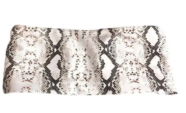 Womens Bikini Top Bandeau Strapless Removable Cups Snake Print White Black S