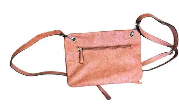 Nicole Miller Coral Crossbody Bag with Embossed Design Pink