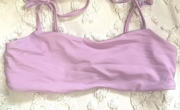 Bright Swimwear NWOT  purple bandeau swimsuit bikini top with tie straps!