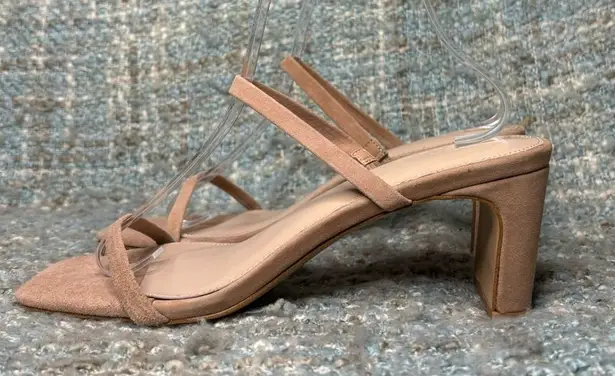 FARYL by Farylrobin Analisa Suede Heeled Sandals in Natural Tan Size 9