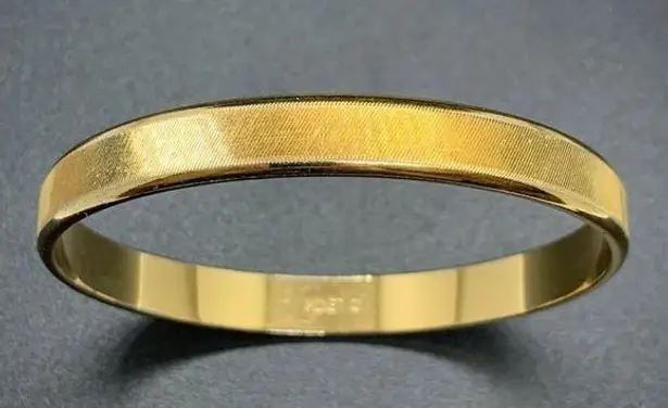 Monet Signed  Vintage Gold Tone Diagonal Textured Bangle Bracelet Small 2.5"