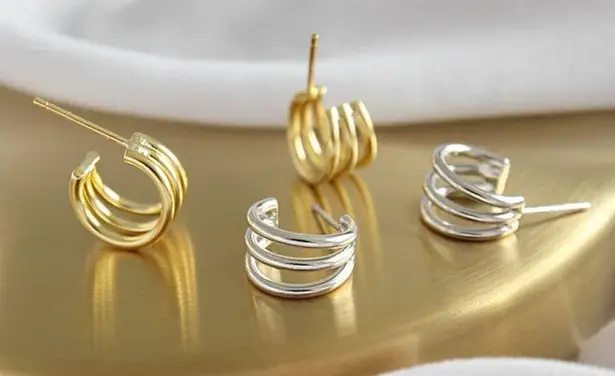Gold Triple Hoop Earrings