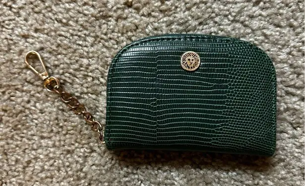 Anne Klein  Green Crocodile Leather Curved card holder and coin purse