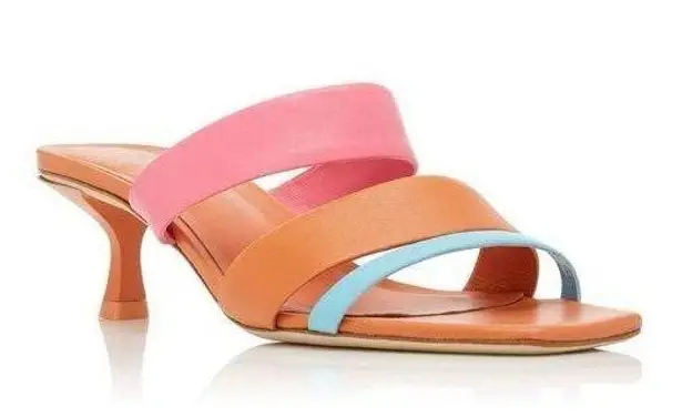 Cult Gaia Roksana colorblock leather sandal in flamingo multi size IT 39.5 NEW