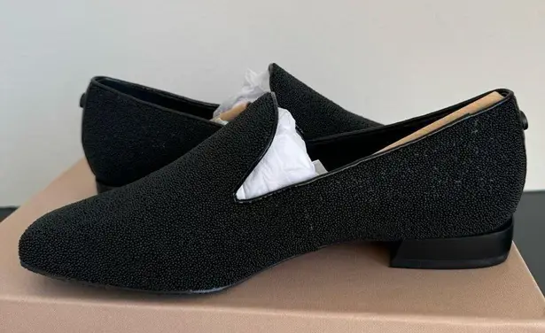 Donald Pliner NIB  Adeline Black Caviar Slip On Comfort Smoking Loafer Size 6.5