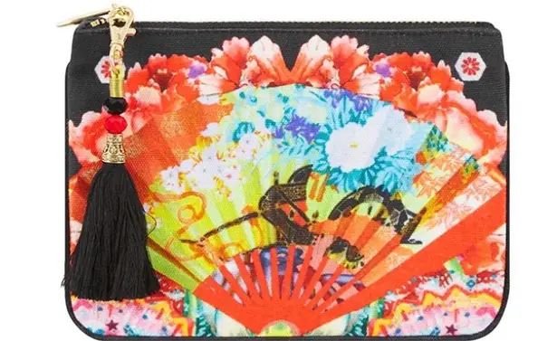 Camilla NWT Coin And Phone Purse Painted Land Tassel Clutch Fan Bag Boho Chic