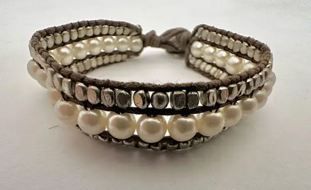 American Eagle AEO faux pearl leather wrap bracelet