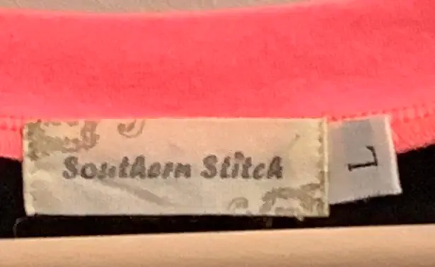 Southern Stitch Black, Pink And Sequin Tee