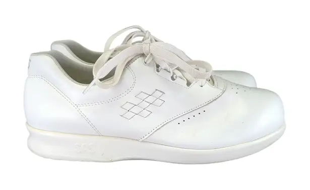 SAS Free Time White Leather Lace Comfort Walking Shoes Women's 9 WW Double Wide