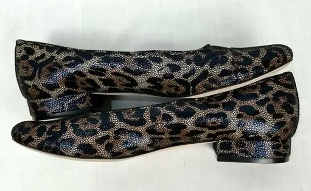 VANELI Leopard Print Leather Flats Frankie Sz 9.5 Slip On Shoes Animal Print Black