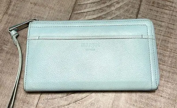 Margot New York leather Gabby Wristlet Wallet in EUC Robins egg blue