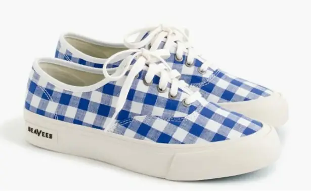 J.crew X Seavees blue gingham canvas sneakers 6