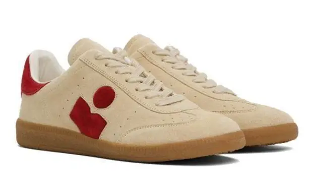 Isabel Marant Bryce Suede Perforated Low Top Sneakers Beige Womens 41 / US 10.5