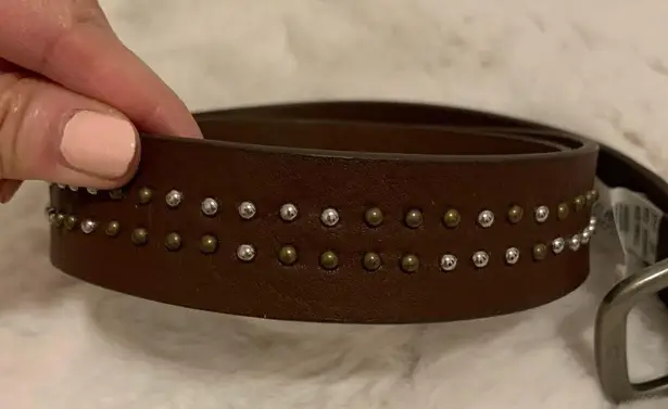 American Eagle AEO Dark Brown Studded Leather Belt NWT Size Small