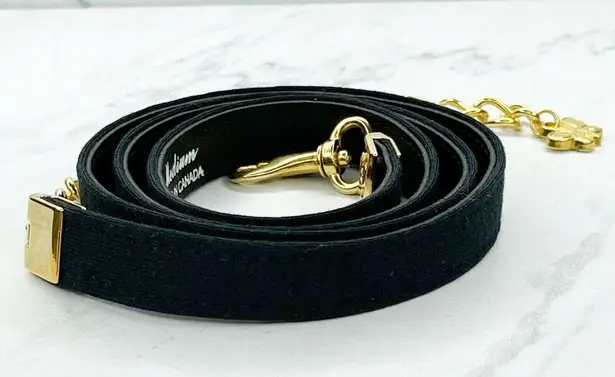 Black Faux Leather Belt Butterfly Charm Gold Chain Accents Medium (M) ✨