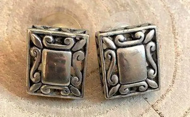 Viking Celtic style silver tone earrings studs