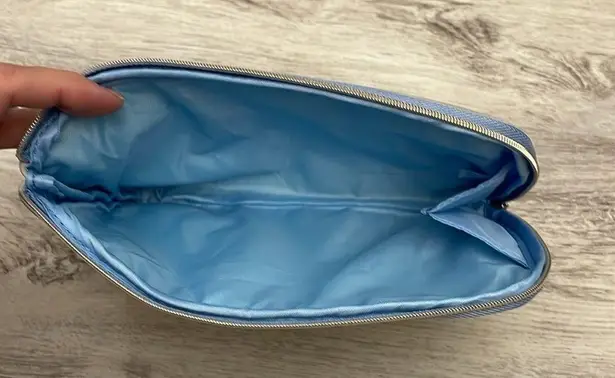 Bare Minerals Gray Faux Suede Zip Top Makeup/Cosmetics Bag Approximately 8" X 6"