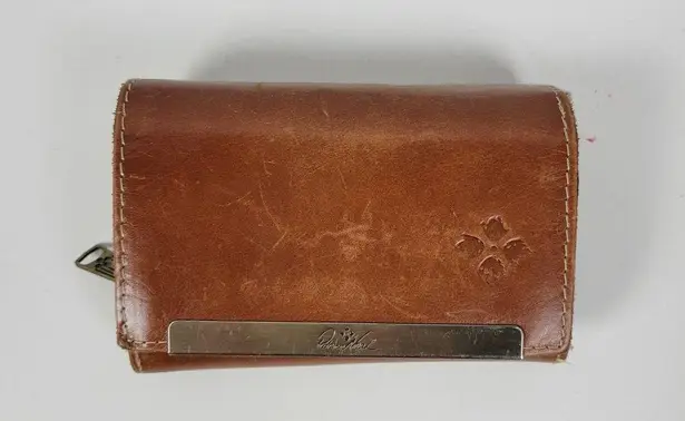 Patricia Nash Vintage  Cametti Womens Wallet Clutch Cognac Brown Leather Trifold