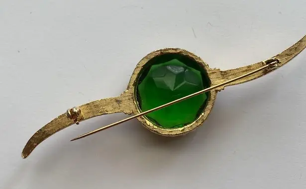 Elegant Green Brooch large emerald green Garnet Gold stunning statement piece