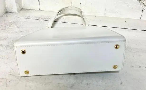 CELINE Gancini Leather Crossbody Shoulder Handbag White with Dust Bag