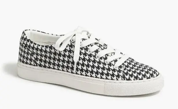 J. Crew Black White Houndstooth Checker Road Trip Tennis Shoes Sneakers 6.5