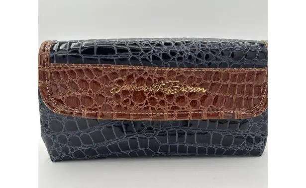 Samantha Brown Crocodile Embossed Clutch Wallet Faux Leather 2