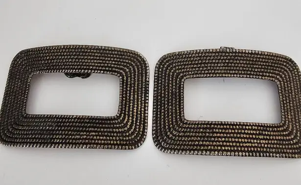 Vintage 80s Maximalist Shoe Clips Brushed Gold textured metal