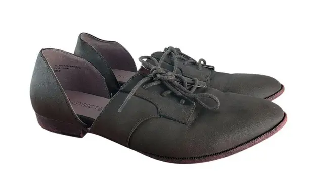 Restricted Oxford Shoes Womens 8 Green Suede Open Side Lace Up D'Orsay Flats