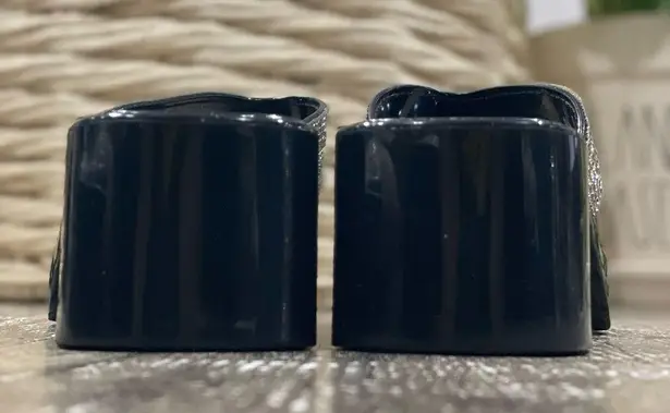 Rouge Helium Rouge Spice Platform Chunky Heel Jelly Sandal Rhinestone Diamond Thong Sandal