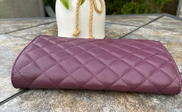 Badgley Mischka Plum Diamond Quilt Convertible Envelope Crossbody Bag $129 NEW
