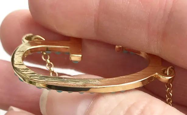 Plunder Jewelry “G” Initial Aqua and Gold Plated Vintage Necklace