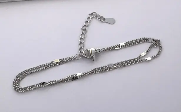 Adjustable Double Layer Link Chain Bracelet for Women Silver