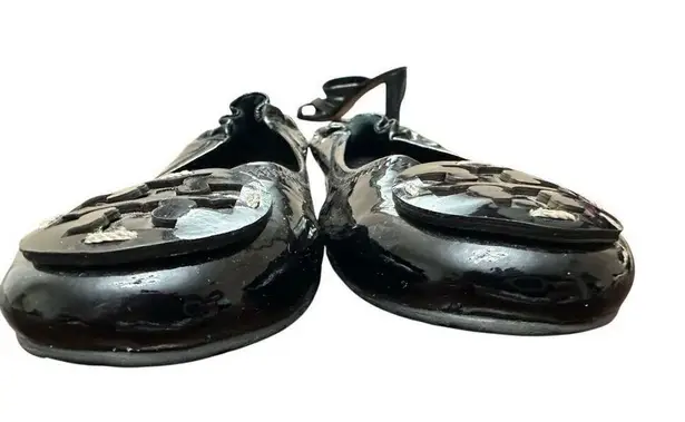 Torry Burch Patent Flat Ballet Black Leather Shoes Size 9Mp