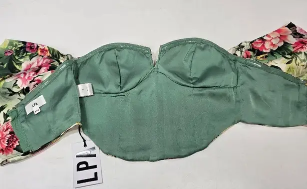 LPA Rae Corset Top in Green Rosa Floral